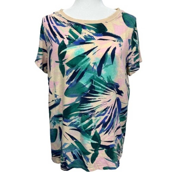 Torrid Palm Print Classic Soft Slub Crew Neck Tee Size‎ 0/LARGE - Picture 4 of 10